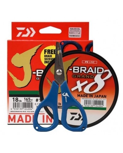 Trenzado J-BRAID GRAND X8 270m de DAIWA con tijeras |