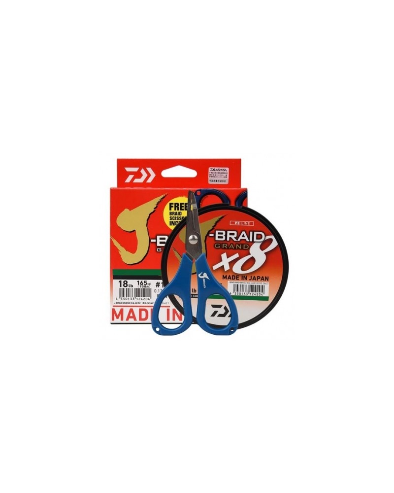 Trenzado J-BRAID GRAND X8 135m de DAIWA con tijeras |