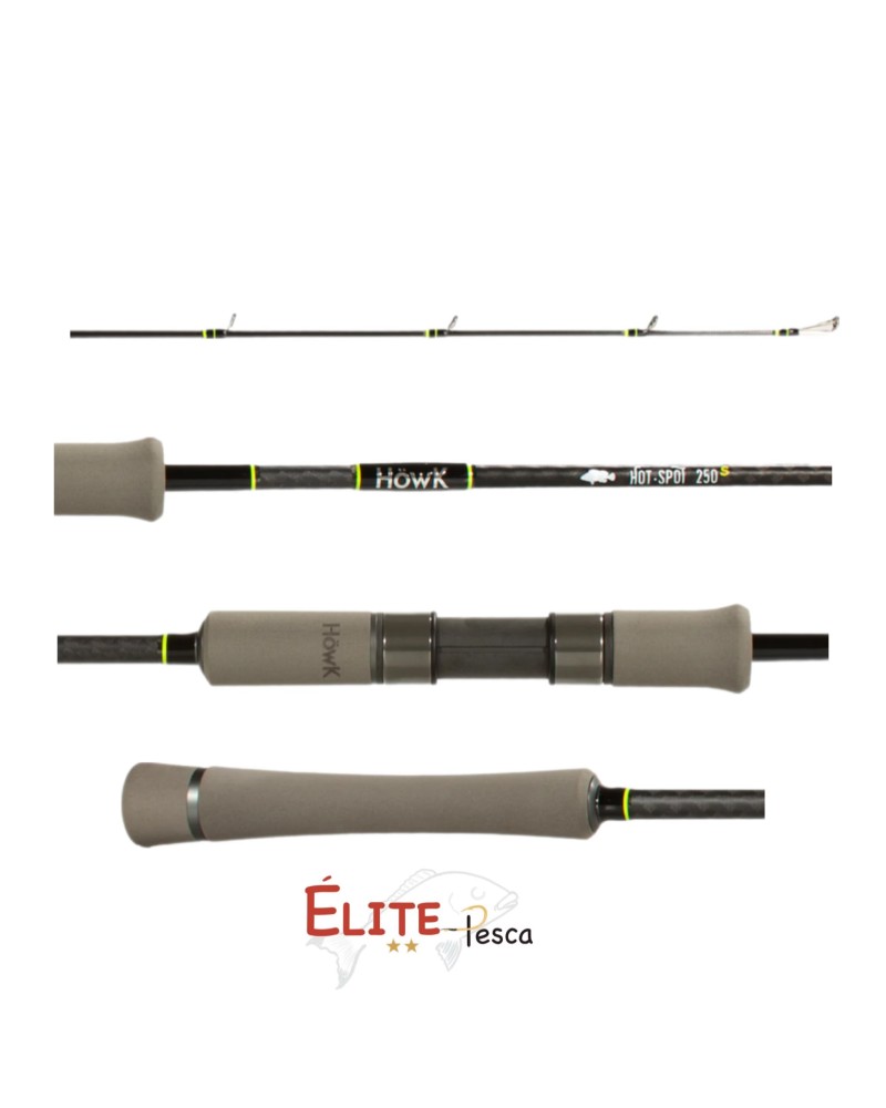 Caña Howk Hot Spot 250 S |   Longitud 1,90m  Portacarrete Fuji DPS Luxe  Secciones 2  Trenzado PE 3  Peso máximo señuelo vert...