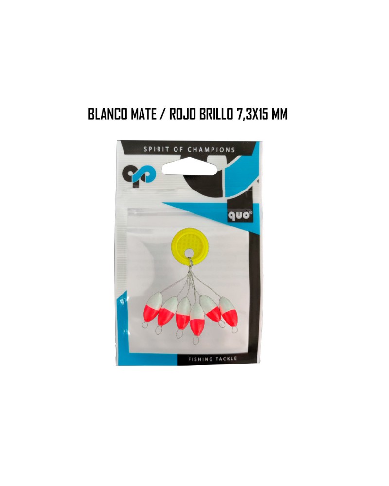 Perlas Flotantes Blanco/Rojo QUO | Los flotters luminosos QUO fishing son perlas flotantes ovaladas con tope de alta flotabil...