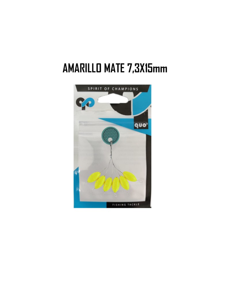 Perlas Flotantes Amarillo Mate QUO | Los flotters luminosos QUO fishing son perlas flotantes ovaladas con tope de alta flotab...