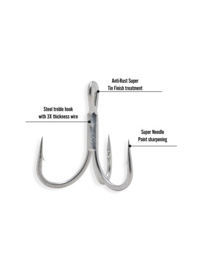 Anzuelo Triple 3x TRX 46 de Akami | TRX-46 Fabricado en acero de alta resistencia con un grosor de 3X, garantiza una robustez...