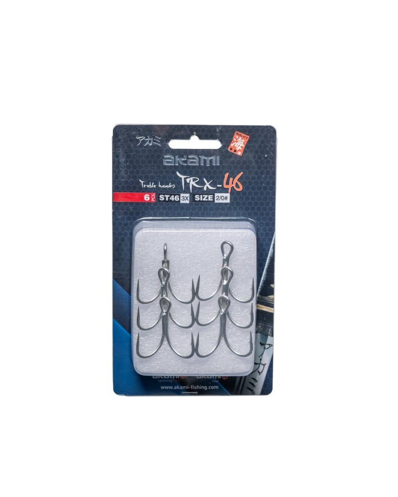 Anzuelo Triple 3x TRX 46 de Akami | TRX-46 Fabricado en acero de alta resistencia con un grosor de 3X, garantiza una robustez...