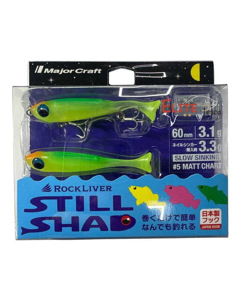 Señuelo Rockliver Still Shad 60 mm 3,1 g Major Craft color #001 Clear Lame