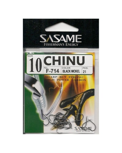 Sasame Chinu F-714 | Anzuelo Sasame Chinu F-714 negro ,de forma pico de loro, el anzuelo ligeramente torcido, con punta extre...